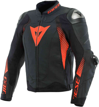 Dainese Super Speed 4 Leather Jacket - Black-Matt/Fluo-Red