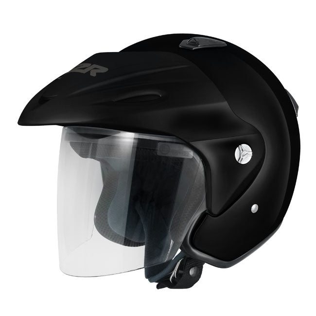M2R 290 Open Face Motorcycle Helmet - Black