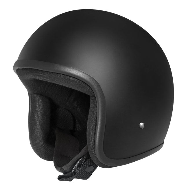 Dririder Base Motorcycle Open Face Road Helmet - Matte Black No Peak