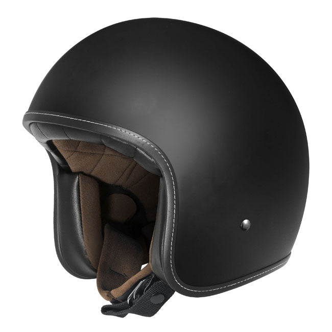 Dririder Base Motorcycle Open Face Road Helmet - Core Matte Black No Studs