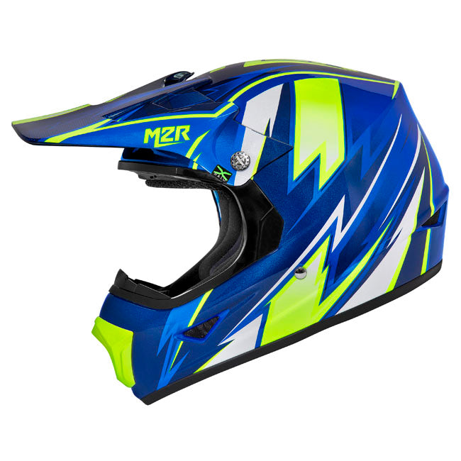 M2R Youth Thunder PC-2 Motorcycle Youth Helmet - Blue