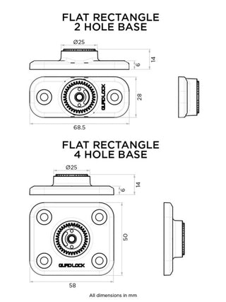 Quad Lock 360 2 Holes Rectangle Base