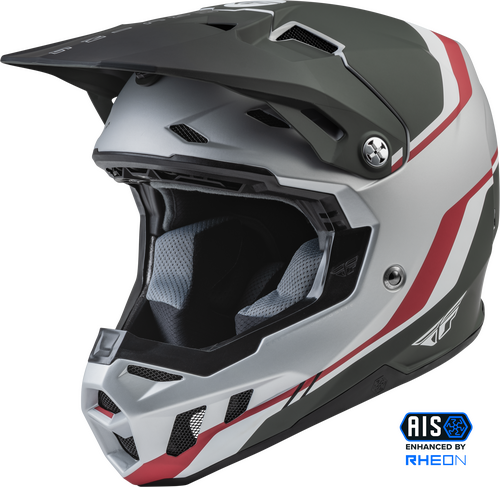 Fly Racing Formula Carbon Composite Driver Motorcycle Youth Helmet - Matt Silver Red White