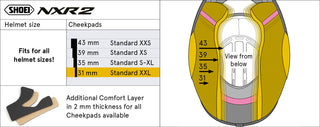 Shoei NXR2 Replacement Helmet Cheek Pad 31 (Std XXL)