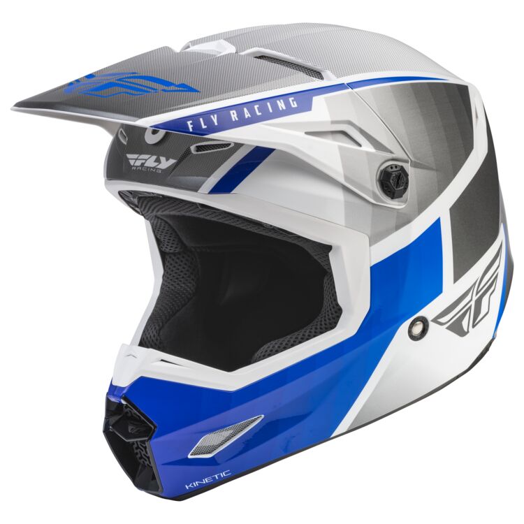 Fly Racing Kinetic Drift Motorcycle Youth Helmet - Blue Charcoal White