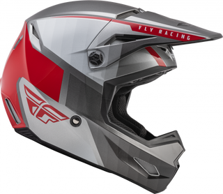 Fly Racing Kinetic Drift Motorcycle Youth Helmet - Charcoal Light Grey Red