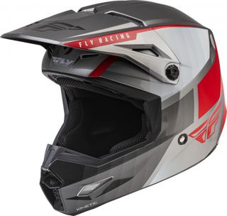 Fly Racing Kinetic Drift Motorcycle Youth Helmet - Charcoal Light Grey Red