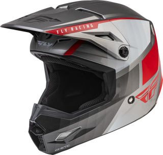 Fly Racing Kinetic Drift Motorcycle Helmet - Charcoal Light Grey Red