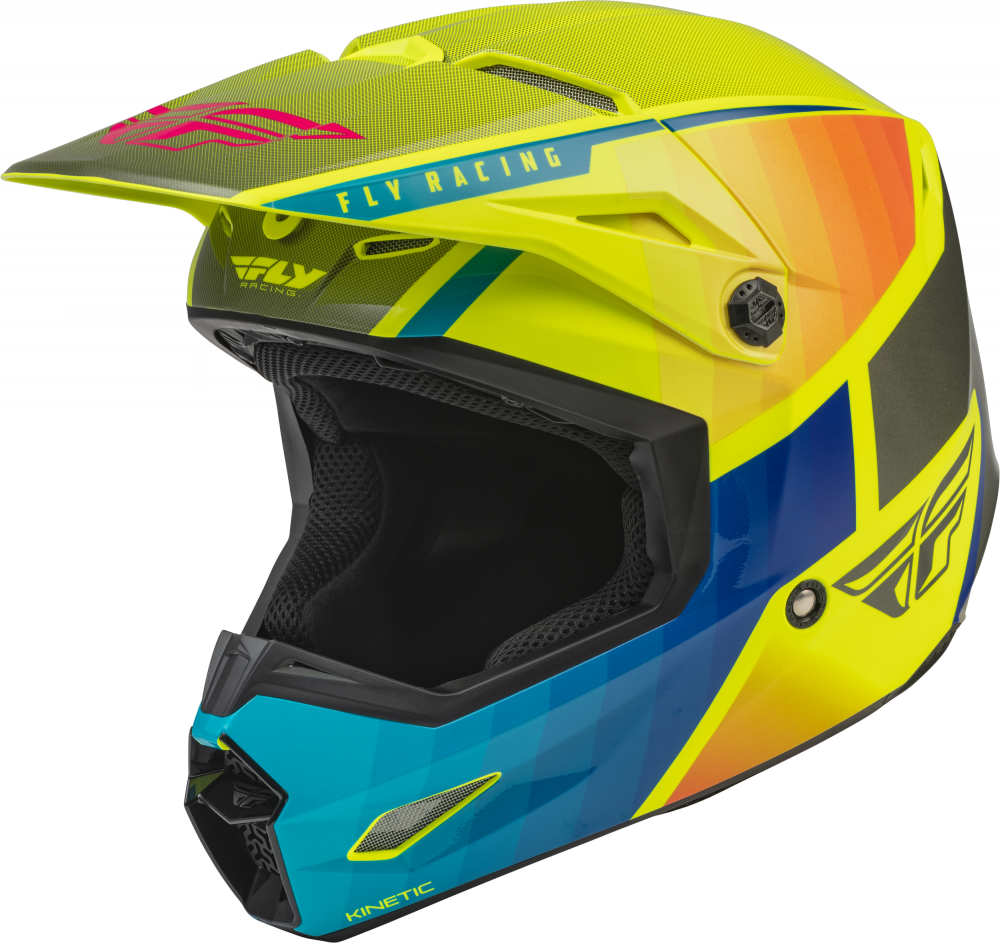 Fly Racing Kinetic Drift Motorcycle Helmet - Blue Hi-Vis Charcoal