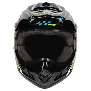 M2R MX2 JR Youth Lightning PC-3 Helmet - Hi-Vis White Blue