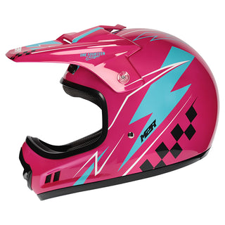 M2R MX2 JR Youth Lightning PC-7 Helmet - White Blue Pink