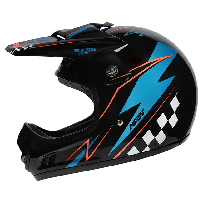 M2R MX2 JR Youth Lightning PC-8 Helmet - Orange Blue Black