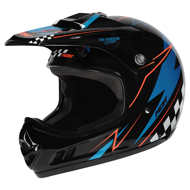 M2R MX2 JR Youth Lightning PC-8 Helmet - Orange Blue Black