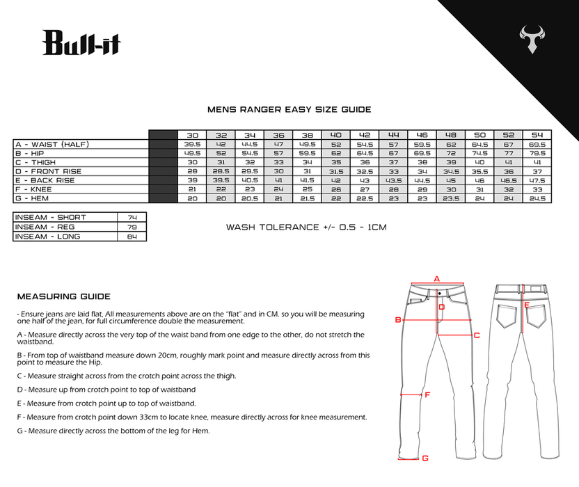 Bull-It 21 Tactical Ranger Easy Mens Jeans (Short Leg) - Black