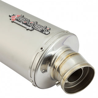 Lextek O41L Matt Stainless Steel Oval Left Exhaust Silencer 4 Bolt Fixing