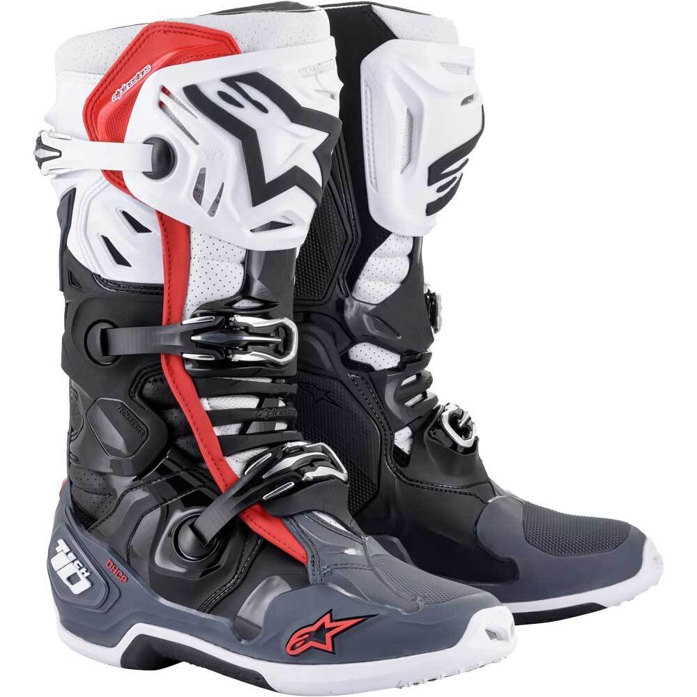 Alpinestars Tech 10 Supervented MX Boots - Black/White/Grey/Red