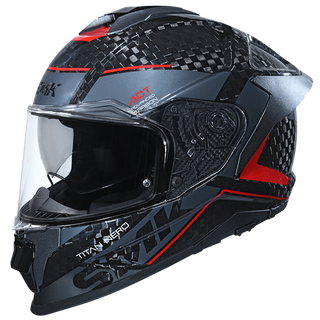 SMK Titan Carbon Nero (GL263) Helmet - Black Grey Red