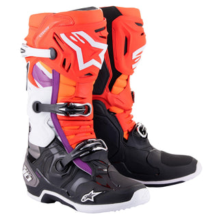 Alpinestars Tech 10 Boots - Black Red Fluro Orange Fluro White