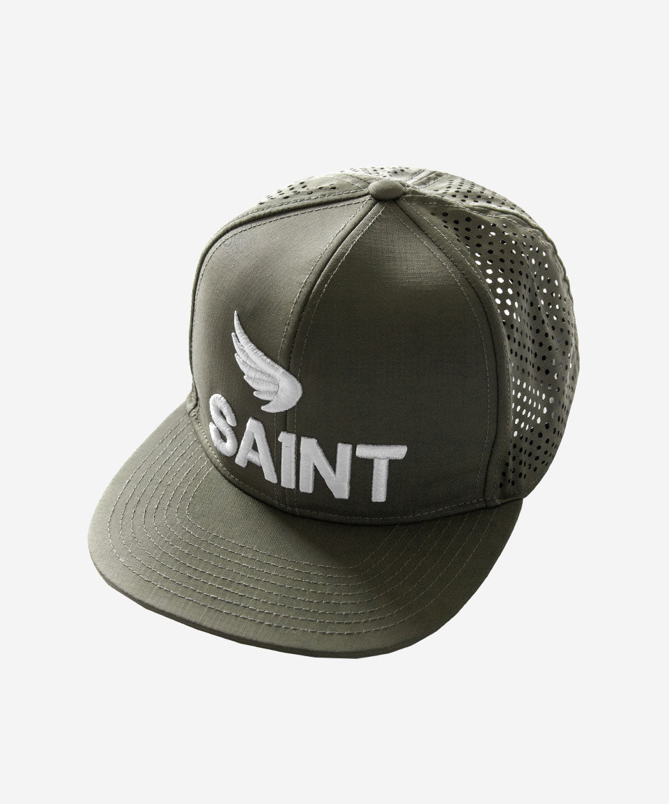 Saint 3D Logo Mesh Snapback Khaki