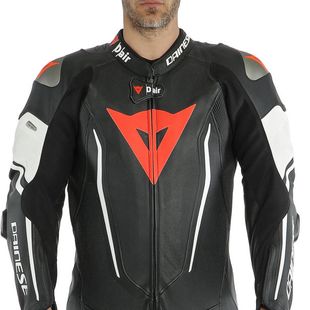 Dainese Misano 2 D-Air 1Piece Performace Leather Suit - Black/Black/White