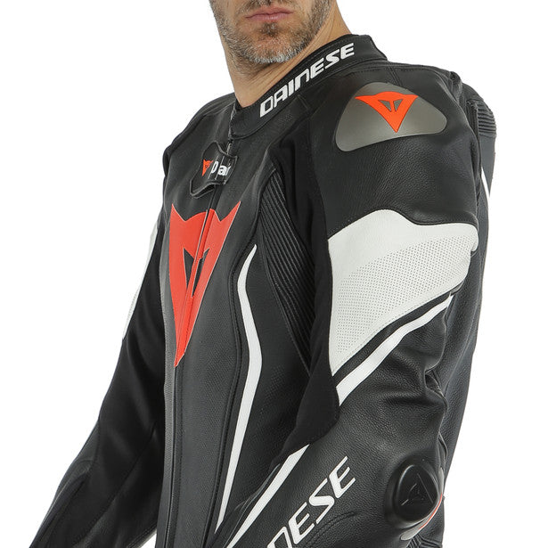 Dainese Misano 2 D-Air 1Piece Performace Leather Suit - Black/Black/White