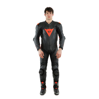 Dainese Laguna Seca 5 1Piece Performace Leather Suit - Black/Fluo Red