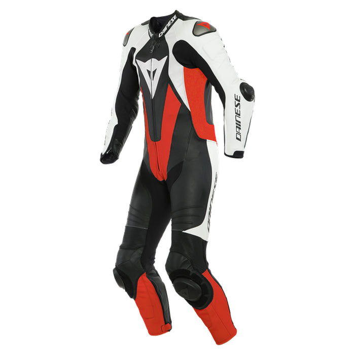 Dainese Laguna Seca 5 1Piece Performace Leather Suit - Black/White/Fluo Red