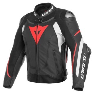 Dainese Super Speed 3 Performance Leather Jacket - Black/White/Fluo-Red