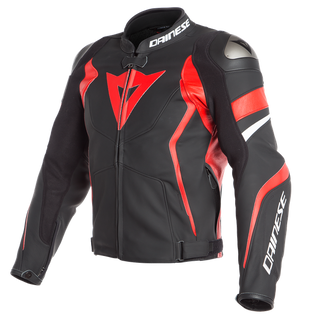 Dainese Avro 4 Leather Jacket -Black-Matt/Lava-Red/White