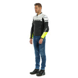 Dainese Agile Leather Jacket - Matt Black/White/Fluro Yellow