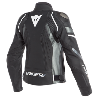 Dainese Avro 4 Lady Leather Jacket - Black-Matt/Anthracite/White