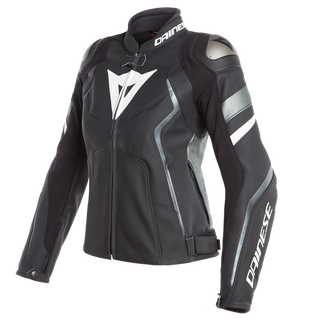 Dainese Avro 4 Lady Leather Jacket - Black-Matt/Anthracite/White