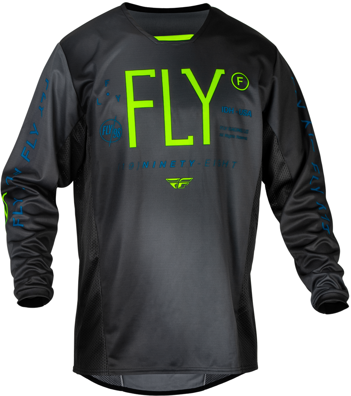 Fly Racing 2024 Kinetic Prodigy Jersey - Charcoal Neon Green True
