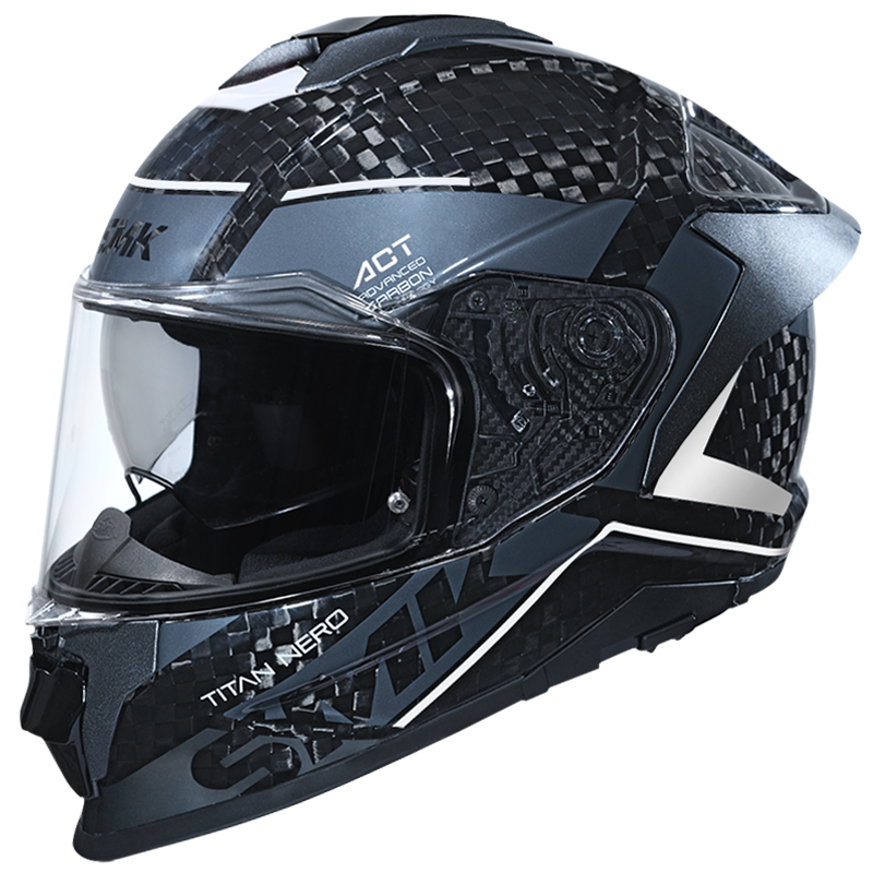 SMK Titan Carbon Nero (GL261) Helmet - Black Grey White