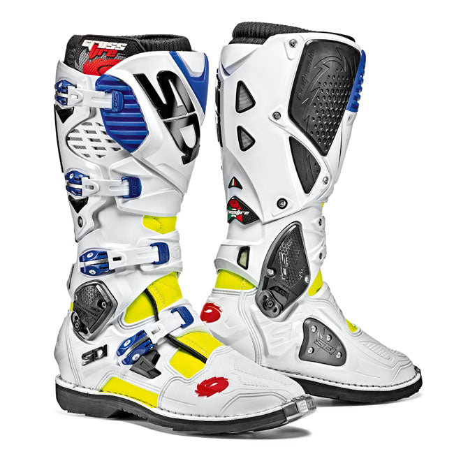 Sidi Crossfire 3 Motorcycle Boots - Yellow/Fluro/White/Blue