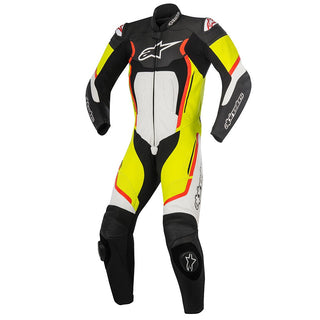 Alpinestars Mens Motegi v2 Leather Suit - Black/White/Yellow - MotoHeaven