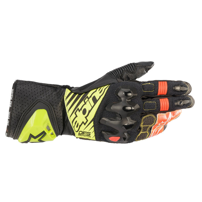 Alpinestars GP Tech V2 Gloves - Black/Fluro Yellow/Fluro Red