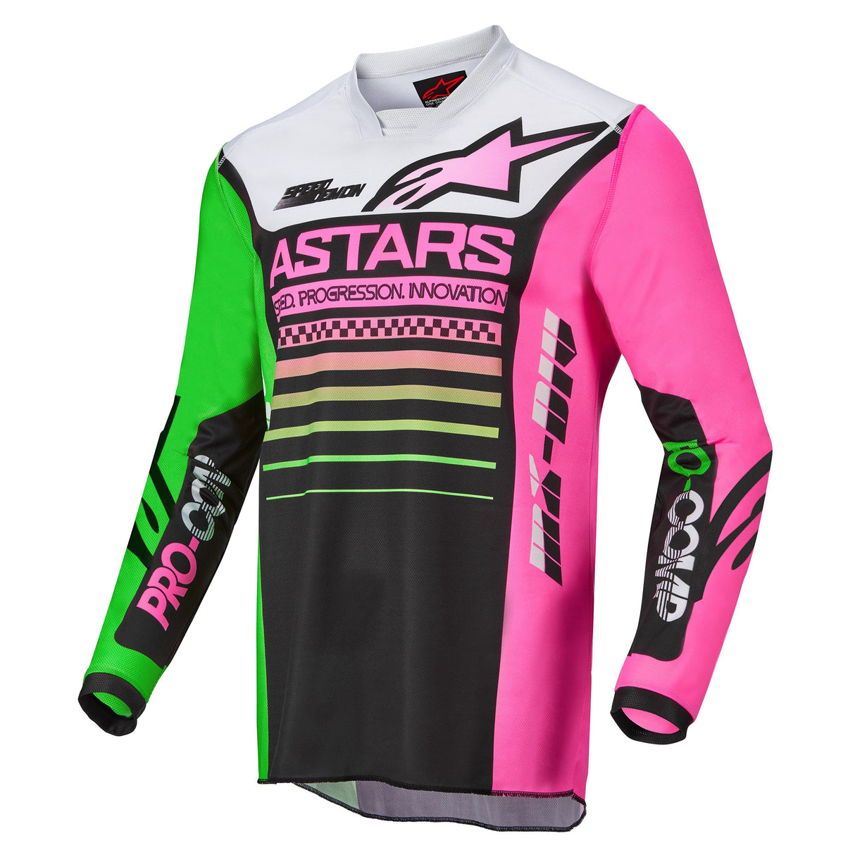 Alpinestars 2022 Youth Racer Compass Jersey - Black/Green/Fluro Pink