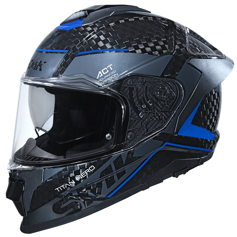 SMK Titan Carbon Nero (GL256) Helmet - Black Blue Grey