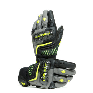 Dainese Carbon 3 Short Gloves - Black/Charcoal-Grey/Fluro Yellow