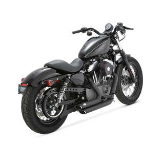 V&H Shortshots Staggered Sportster 04-13 (04-06 Models Need V16925 O2 Sensor Bungs) - Black