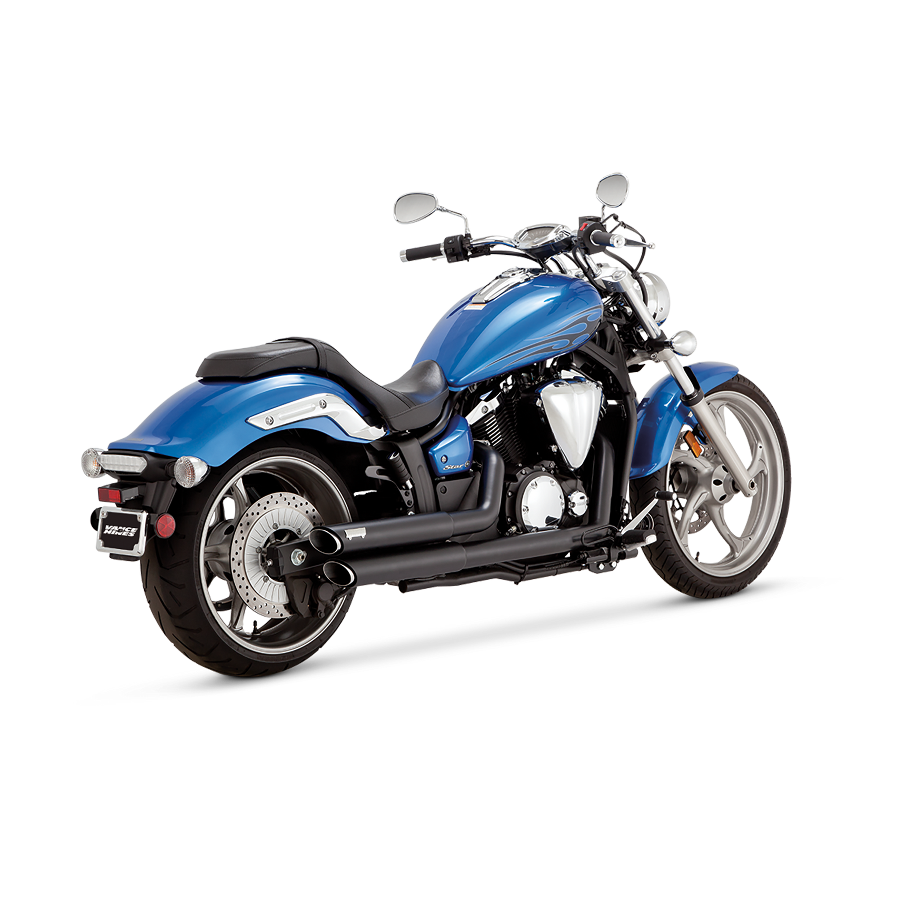 V&H Twin Slash Staggered Black Yamaha Stryker 1300 11-15