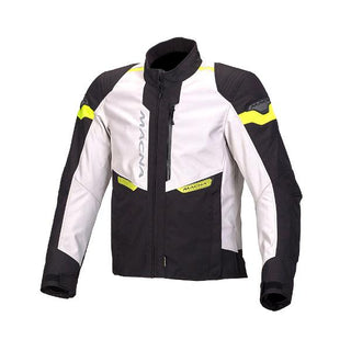 Macna Traction Textile Jacket – Ivory/Black/Fluro - MotoHeaven