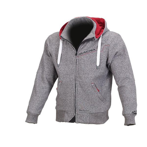 Macna Freeride Hoody Cotton Jacket – Grey/Red - MotoHeaven