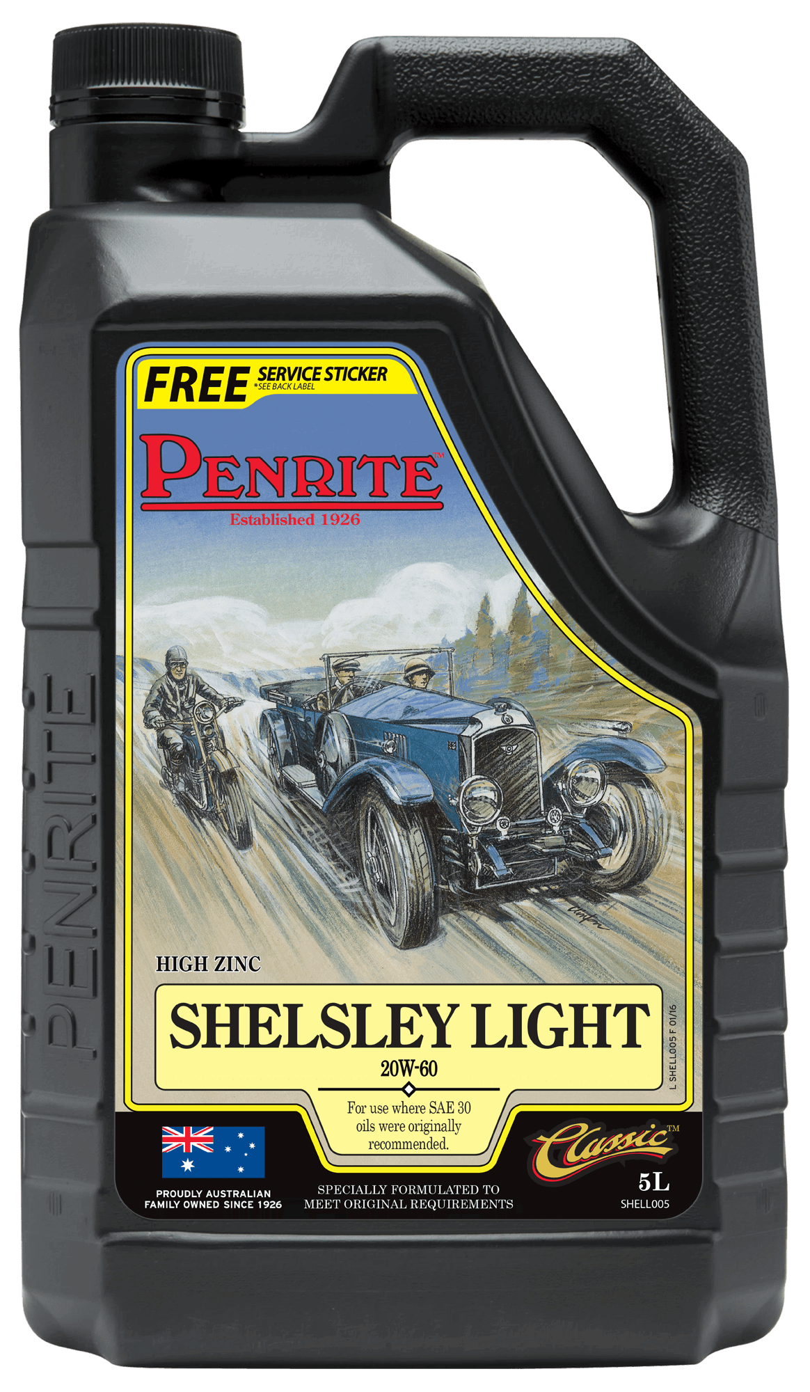 Penrite Shelsley Light 20W-60 Mineral Engine Oil 5 Litre