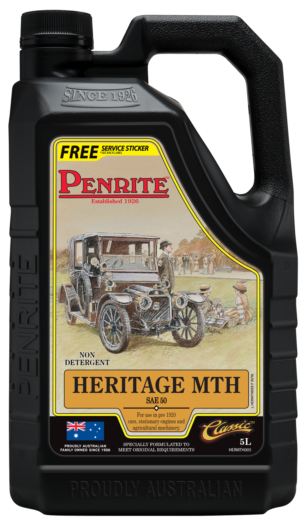 Penrite Heritage Mth Sae 50 Mineral Engine Oil 5 Litre