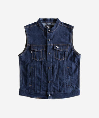 Saint Mandarin Collar Denim Vest Indigo