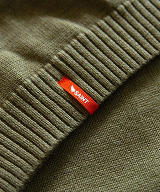 Saint Retro Knit Crew Olive Stripe