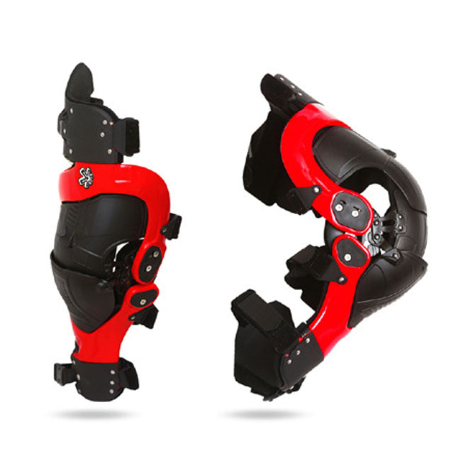 Asterisk Cell Motorcycle Knee Brace Pair  - Red