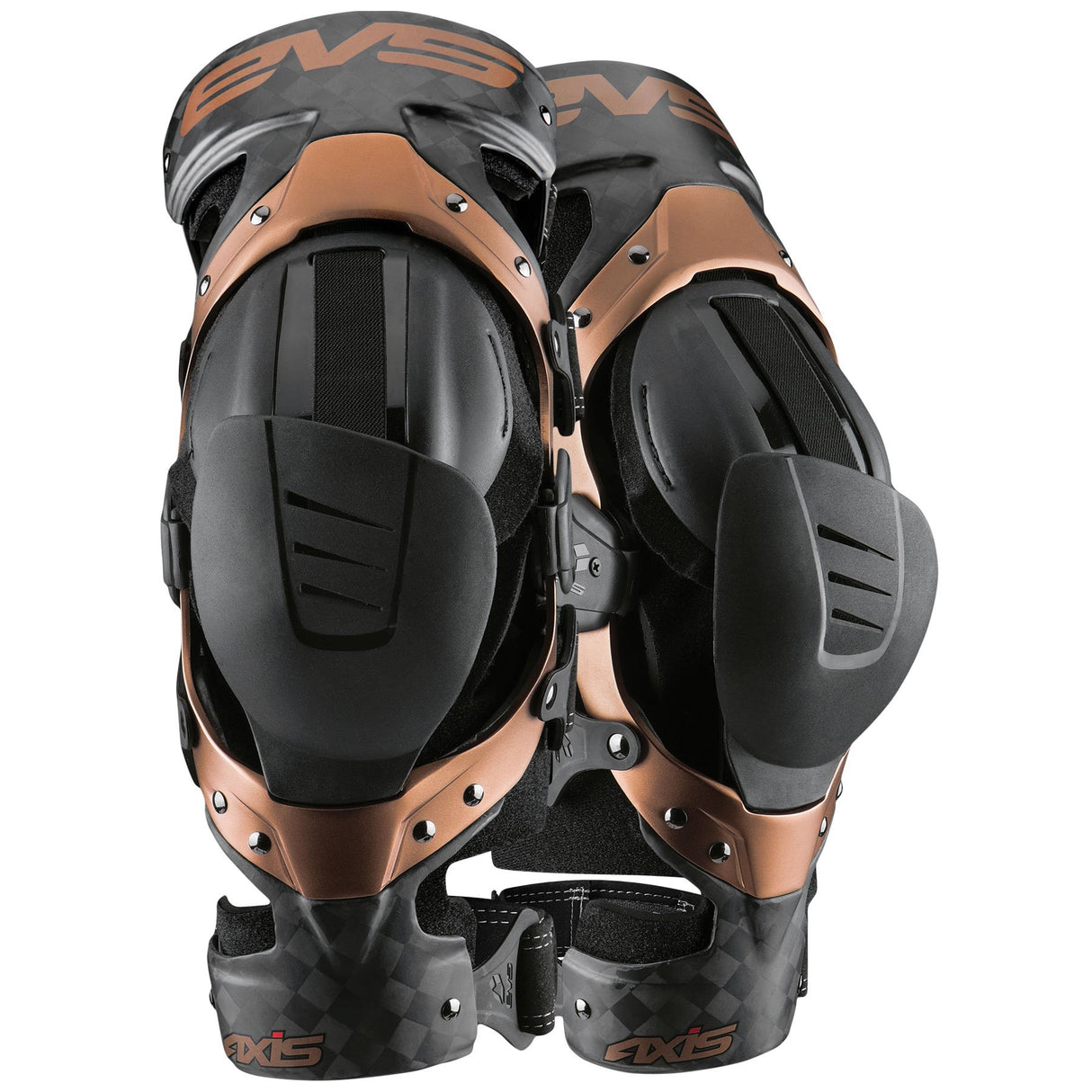 EVS Axis Pro Motocross Dirt Bike Knee Brace Pair - Copper Carbon